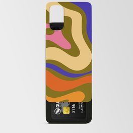 Modern Retro Liquid Swirl Abstract Pattern Square Colorful Olive Green Yellow Blue Pink Orange Android Card Case