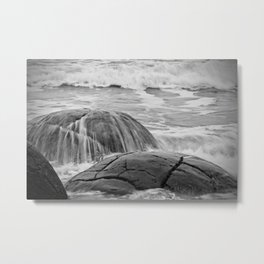 Rocky Shore Icing Metal Print | Photo, Nature, Black and White, Landscape 