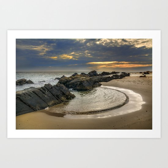 Windy Tarifa beach. Wild swiming pools. Art Print