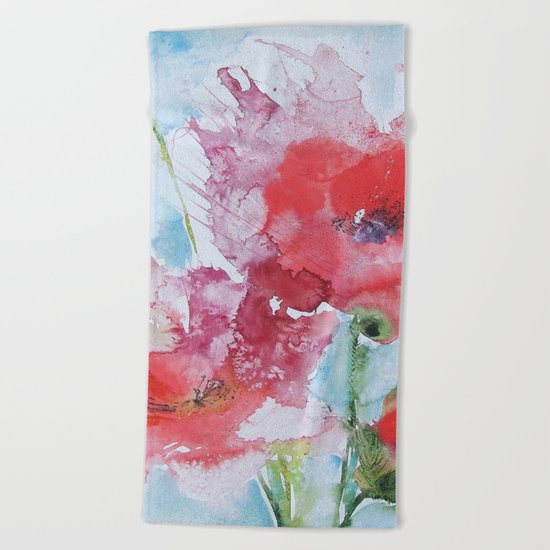 Poppies 04 Beach Towel