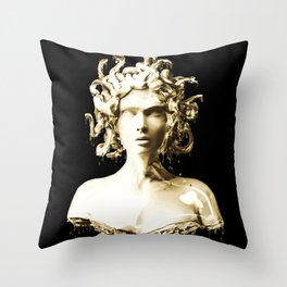 Gold Medusa Throw Pillow