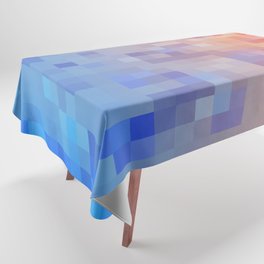 geometric pixel square pattern abstract background in blue orange Tablecloth