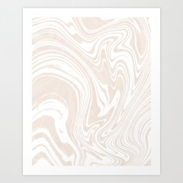 White Marble Earthy Swirl Pattern Art Print