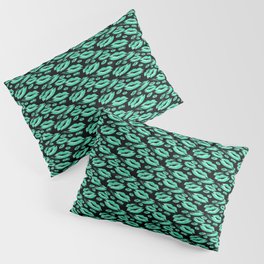 Two Kisses Collided Lip Affectionate Aqua Colored Lips Pattern Pillow Sham