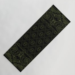 Bandana Inspired Pattern | Green on Black Yoga Mat