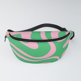 Pink and Spring Green Modern Liquid Swirl Abstract Pattern Fanny Pack