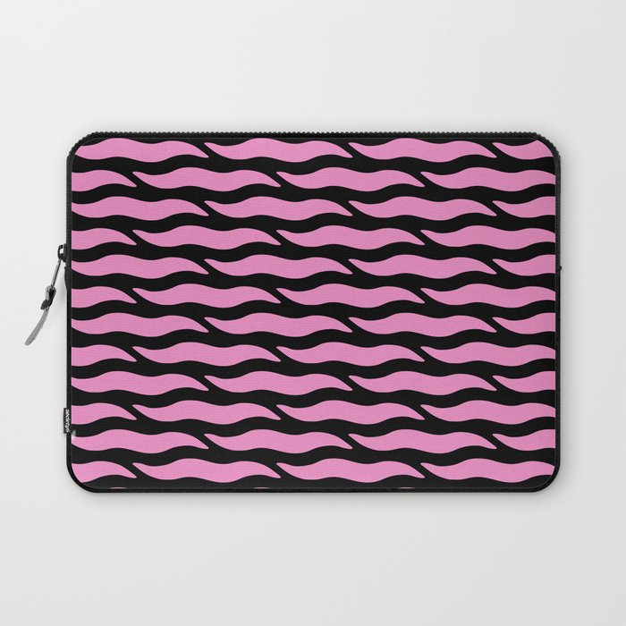 Tiger Wild Animal Print Pattern 334 Black and Pink Laptop Sleeve