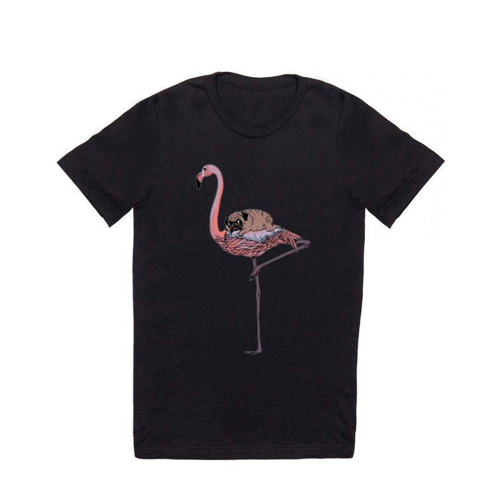 Flamingo and Pug T Shirt