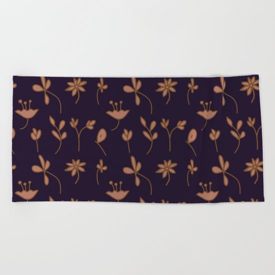 Hand Drawn Floral Elements Beach Towel