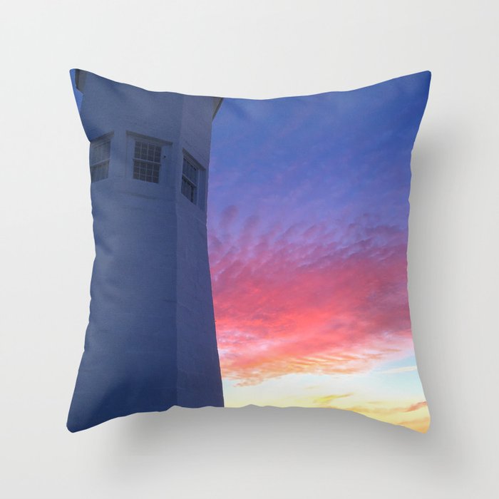 Sunset At Scituate Lighthouse Throw Pillow