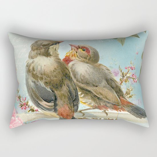 Vintage Birds #2 Rectangular Pillow