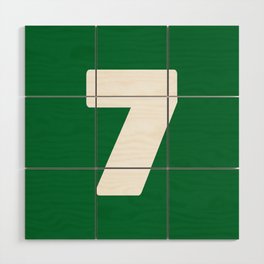 7 (White & Olive Number) Wood Wall Art