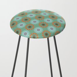 Retro Sage Green Floral Pattern Counter Stool