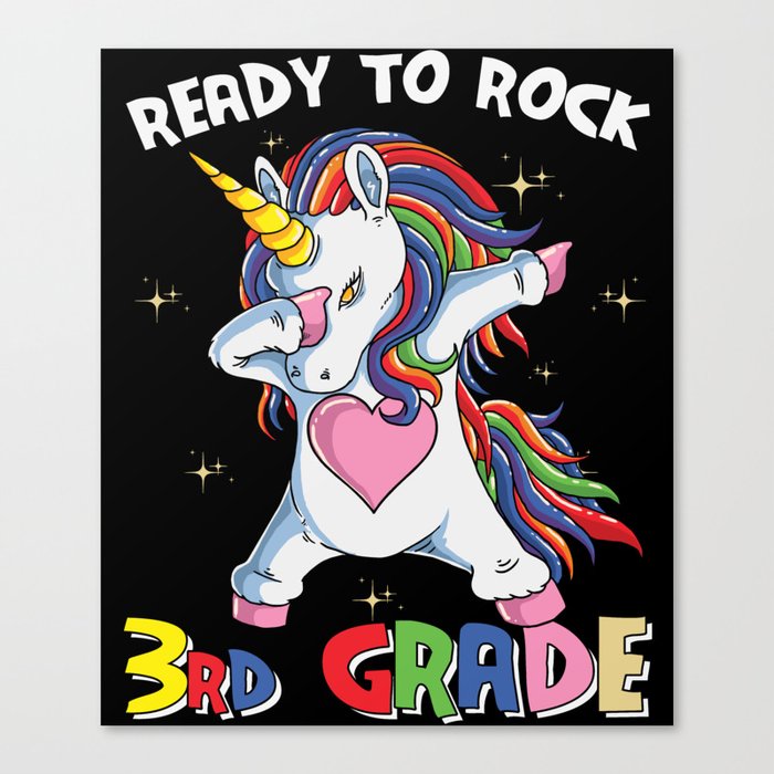 Ready To Rock 3rd Grade Dabbing Unicorn Canvas Print