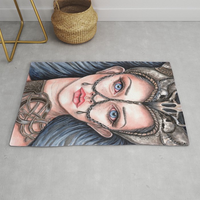 Viking Warrior Princess Fantasy Art Skull Crown Laurie Leigh Rug By Laurieleighart
