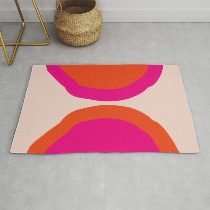 Curved Trajectories (Fuchsia Pink and Orange) Rug