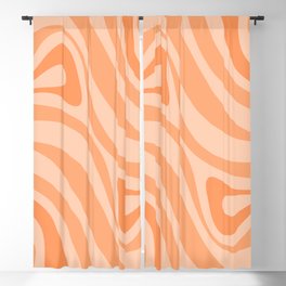 New Groove Retro Swirl Abstract Pattern Orange Blackout Curtain