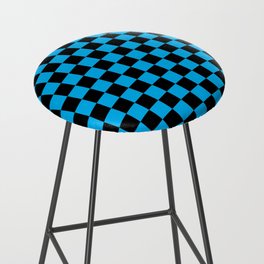 Checkerboard - turquoise blue and black Bar Stool