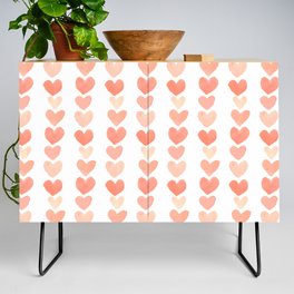 Peach Love Heart Pattern Watercolor Credenza