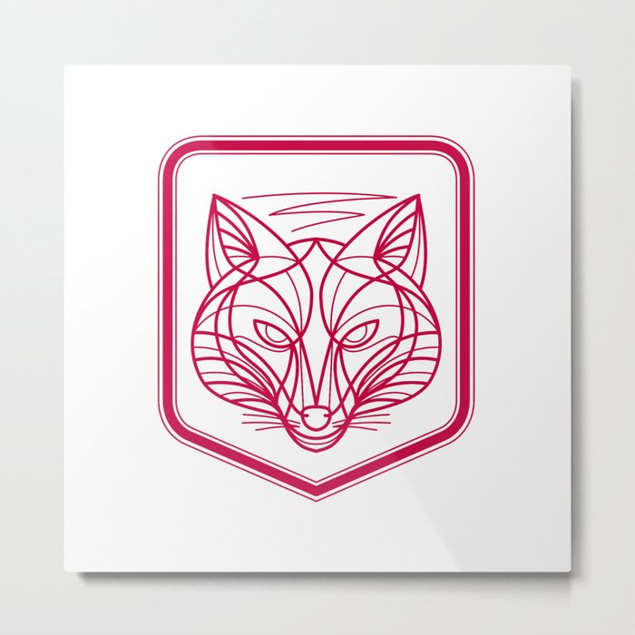 Fox Head Crest Monoline Metal Print