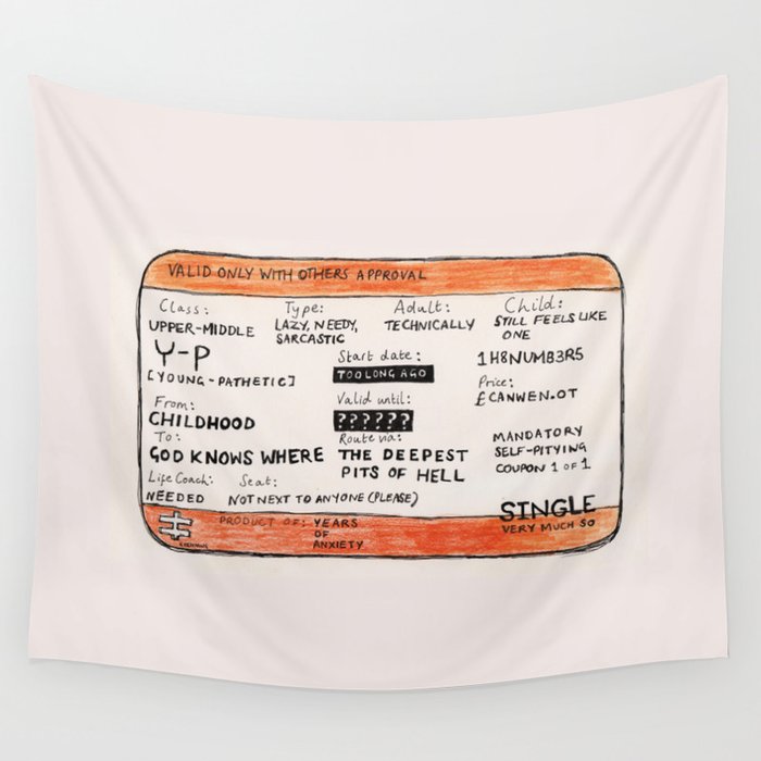 Life Crisis in a Train Ticket Wall Tapestry