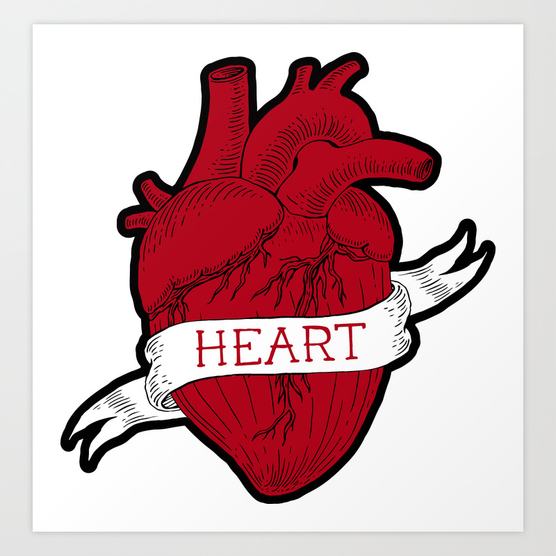 Human Heart Tattoo Style Art Print By Ivchenko Evgeniya Society6