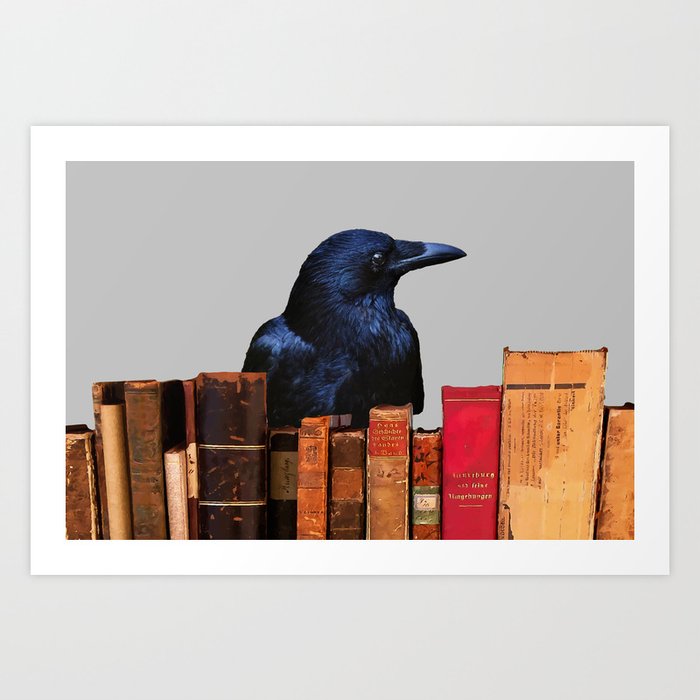Raven Old antik Books #raven #society6 Art Print