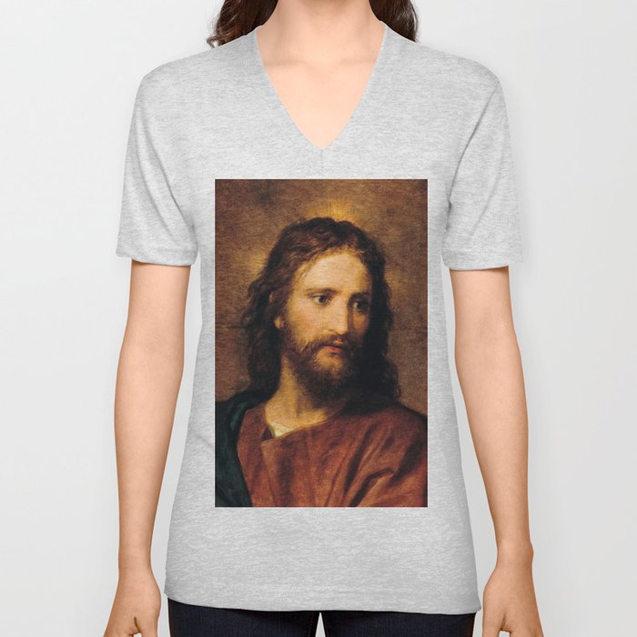 Portrait of Christ by Heinrich Hofmann V Neck T Shirt