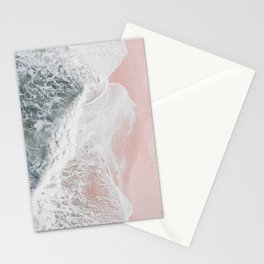 Crashing Waves Ocean Print - Aerial Beach - Pink Sand - Sea Travel photography by Ingrid Beddoes Stationery Card