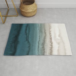 WITHIN THE TIDES - CRASHING WAVES TEAL Rug | Painting, Mint, Abstract, Waves, Landscape, Monikastrigel, Beach, Nature, Ocean, Scandinavian 