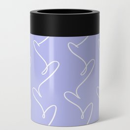 Purple and White Heart Pattern Can Cooler