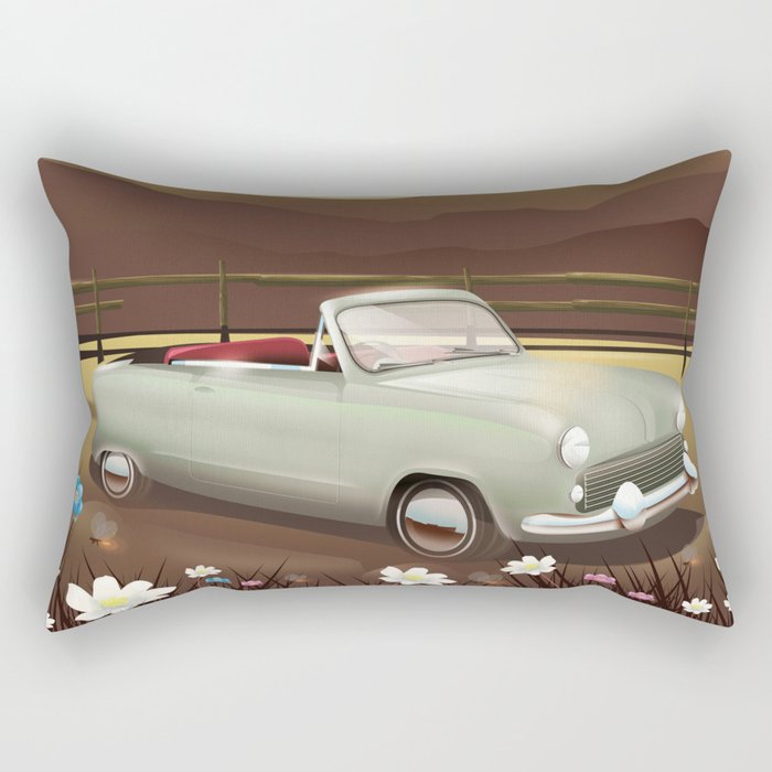 Vintage Car in the sunset Rectangular Pillow