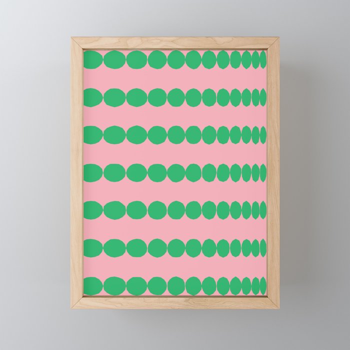 Pink Green - Round Pattern Framed Mini Art Print