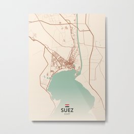 Suez, Egypt - Vintage City Map Metal Print | City, Eg, Map, Africa, Vintagemap, Egyptmap, Egyptflag, Africamap, Citymap, Cityposter 