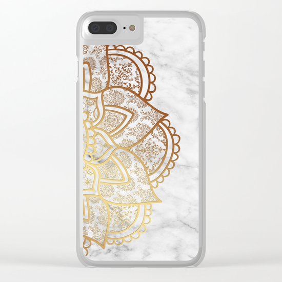 Mandala - Gold & Marble Clear iPhone Case