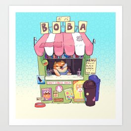 Boba Stand - Shiba Inu Art Print