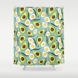 Cute Egg and Avocado Print Shower Curtain