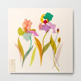 Irises Metal Print | Curated, Colourfulfloral, Midcentury, Rainbowflower, Mid Centurymodern, Floraldecor, Drawing, Iris, Modernflowerart, Modernflowerprint 