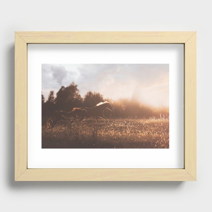 Horses after the Morning Feed Recessed Framed Print