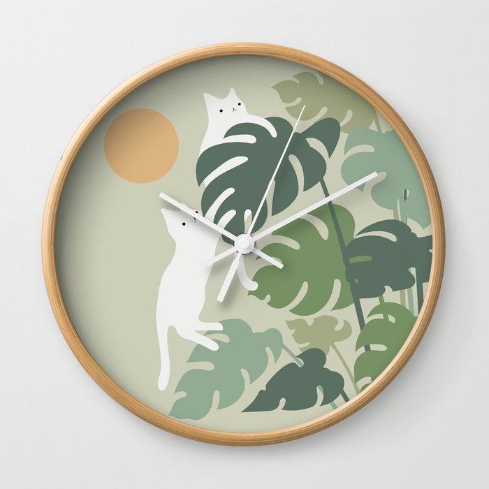 Cat and Plant 42 Wall Clock