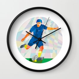 Rugby Player Kicking Ball Circle Low Polygon Wall Clock | Vector, Sports, Illustration, Digital 