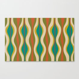 Mid-Century Modern Hourglass Abstract Pattern in Turquoise Teal, Orange, Mustard, Olive, and Mid Mod Beige Canvas Print