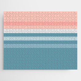 Taina - Blue Pink Summer Vibes Retro Stripes Colourful Art Design  Jigsaw Puzzle