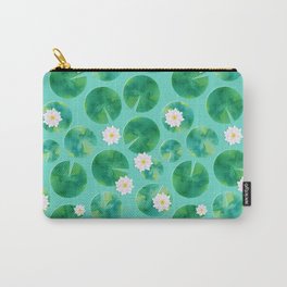 Lily Pads & White Water Lily Flowers Carry-All Pouch