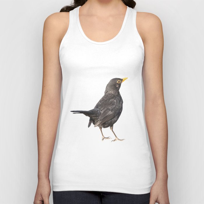 Black Bird Acrylic Painting Isolated On White Tank Top