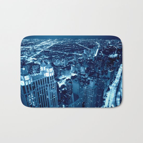 Chicago Nights Blue Bath Mat