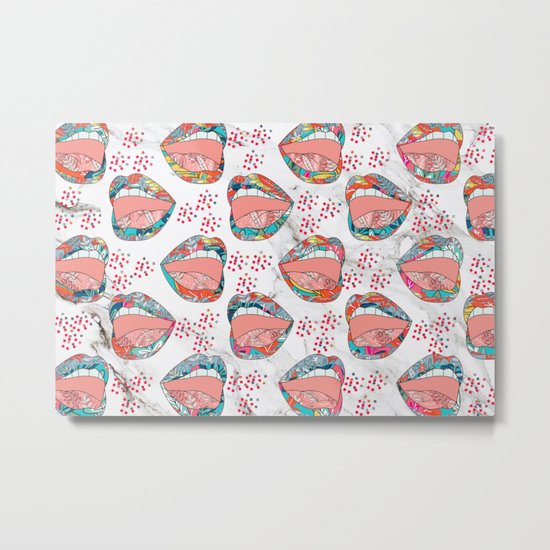 Exotic Floral Lips Metal Print