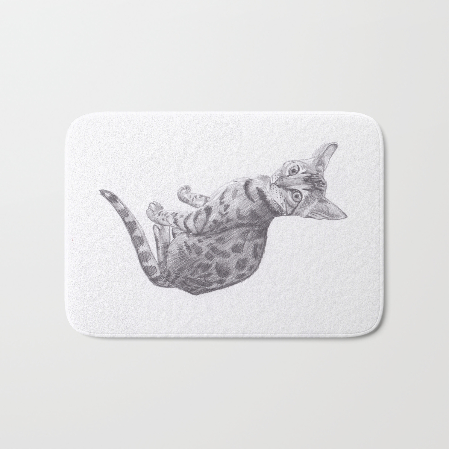 Bengal Cat Drawing Bath Mat By Moii Arts Society6