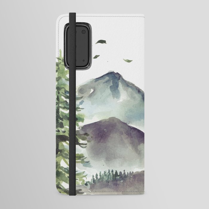 Mountain And Pine Trees Watercolor Android Wallet Case