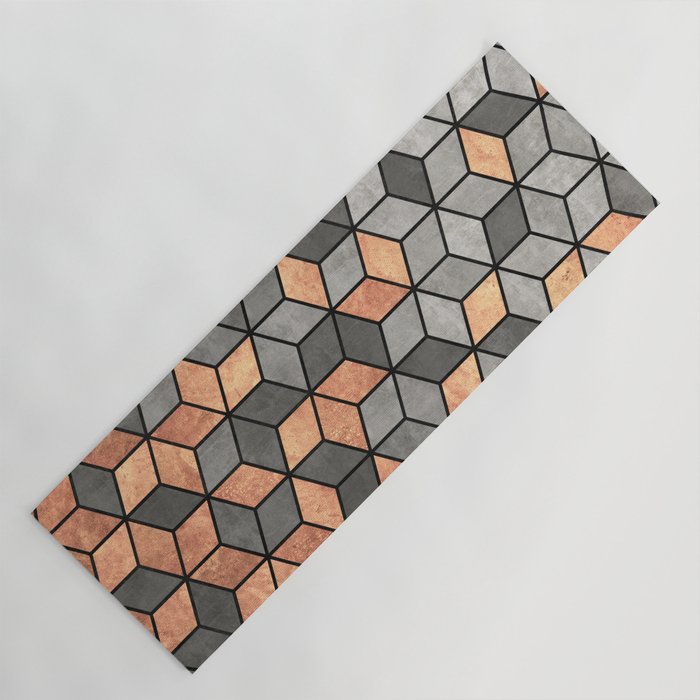 Concrete and Copper Cubes Yoga Mat